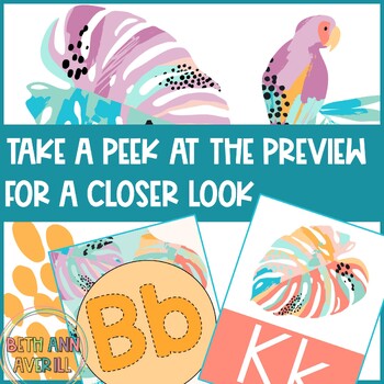 Bright Safari Theme Alphabet Posters Pastel Classroom Decor
