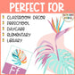 Bright Safari Theme Alphabet Posters Pastel Classroom Decor