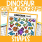 Dinosaur Activities Math Count and Graph Shapes Game for Preschoolers