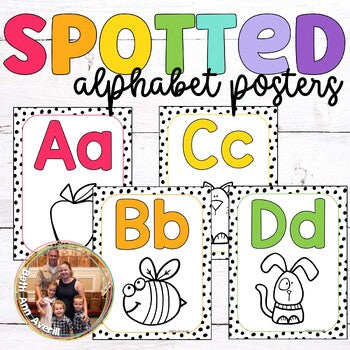 Dotted Alphabet Posters Watercolor Spotted Brights Classroom Decor
