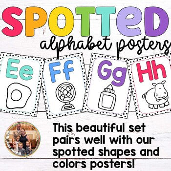 Dotted Alphabet Posters Watercolor Spotted Brights Classroom Decor