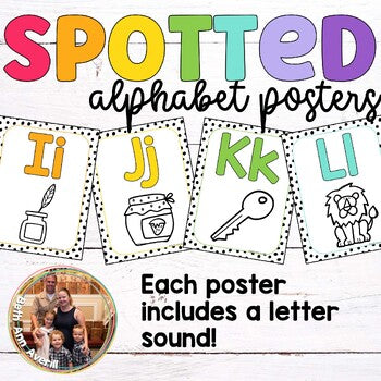Dotted Alphabet Posters Watercolor Spotted Brights Classroom Decor