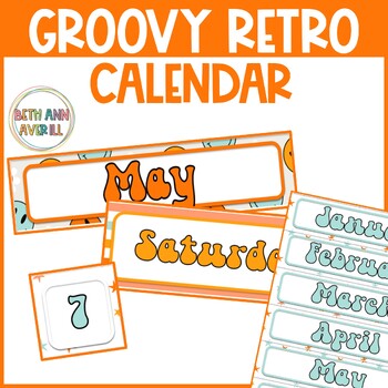 Groovy Boho Retro Calendar Set Classroom Decor