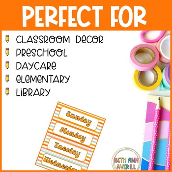 Groovy Boho Retro Calendar Set Classroom Decor