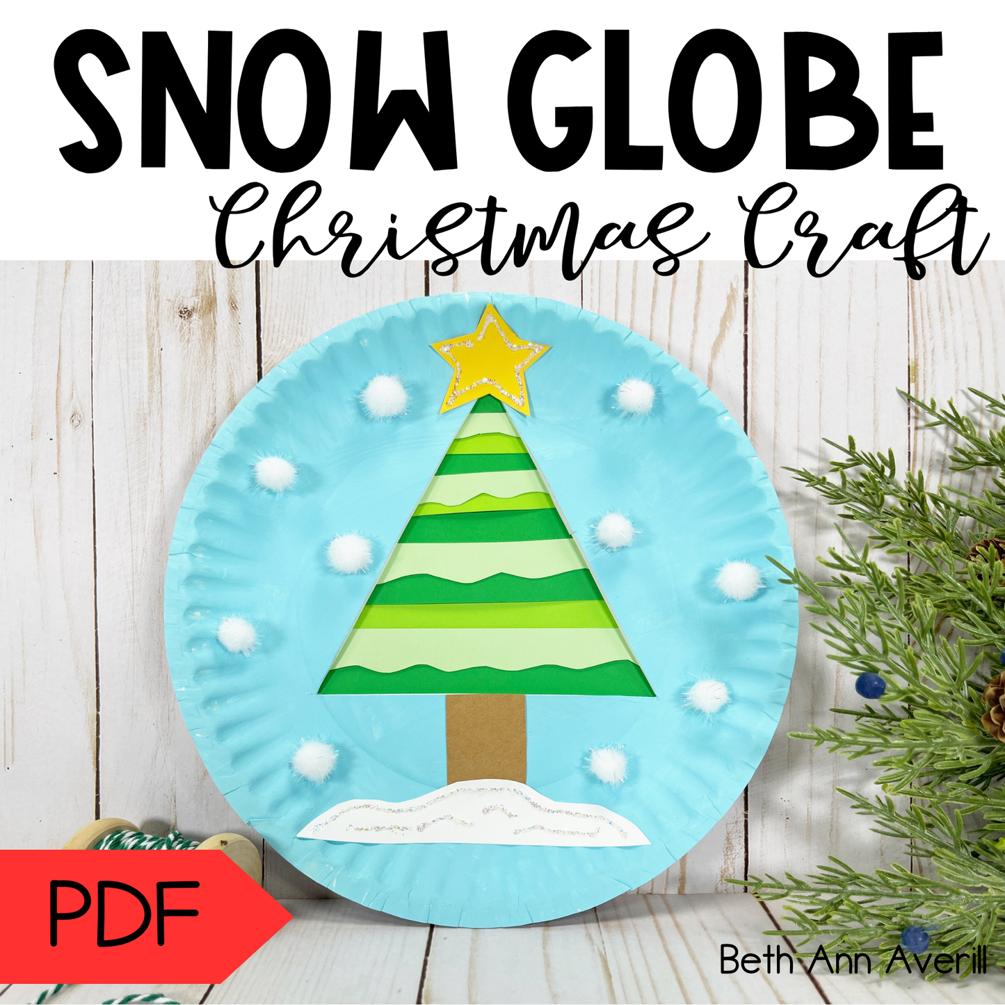 Snow Globe Winter Tree Paper Plate Craft