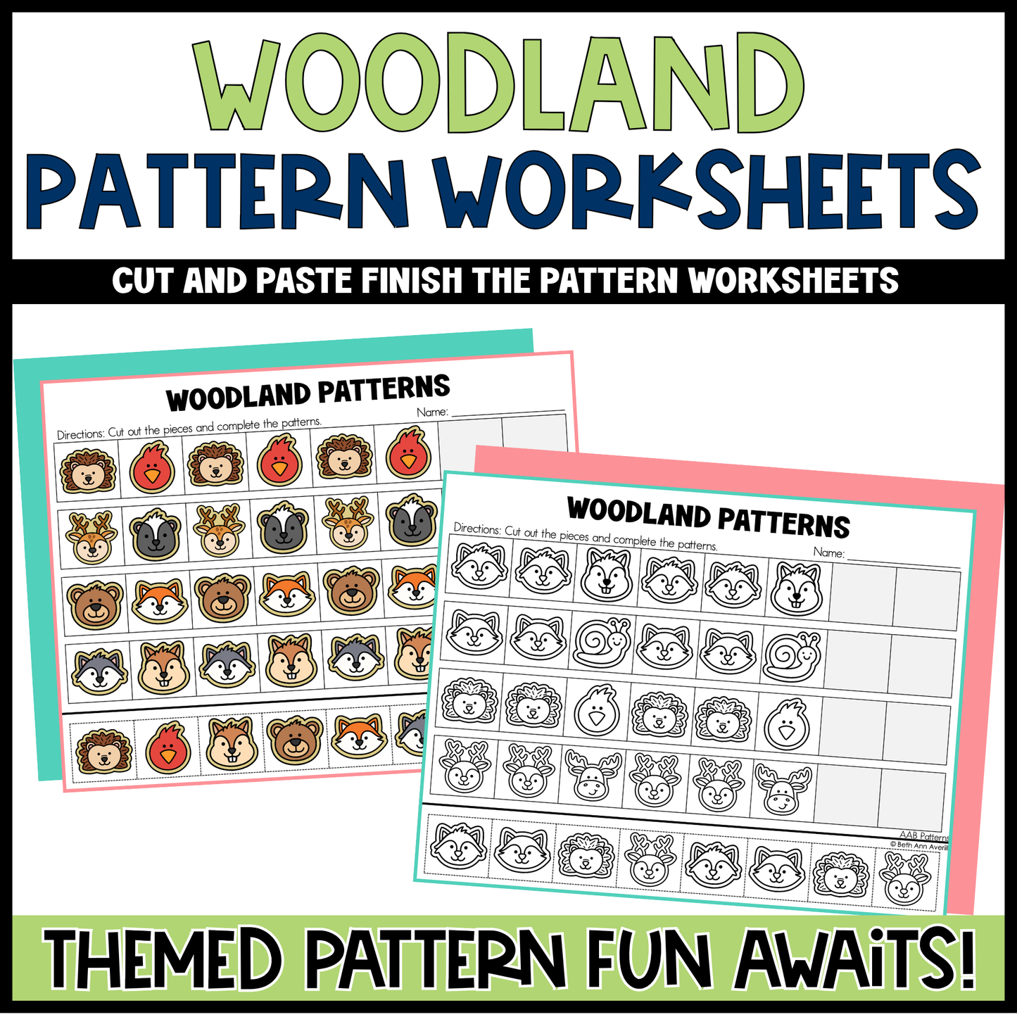 Pattern Worksheet Cut and Paste Pattern Activity Bundle